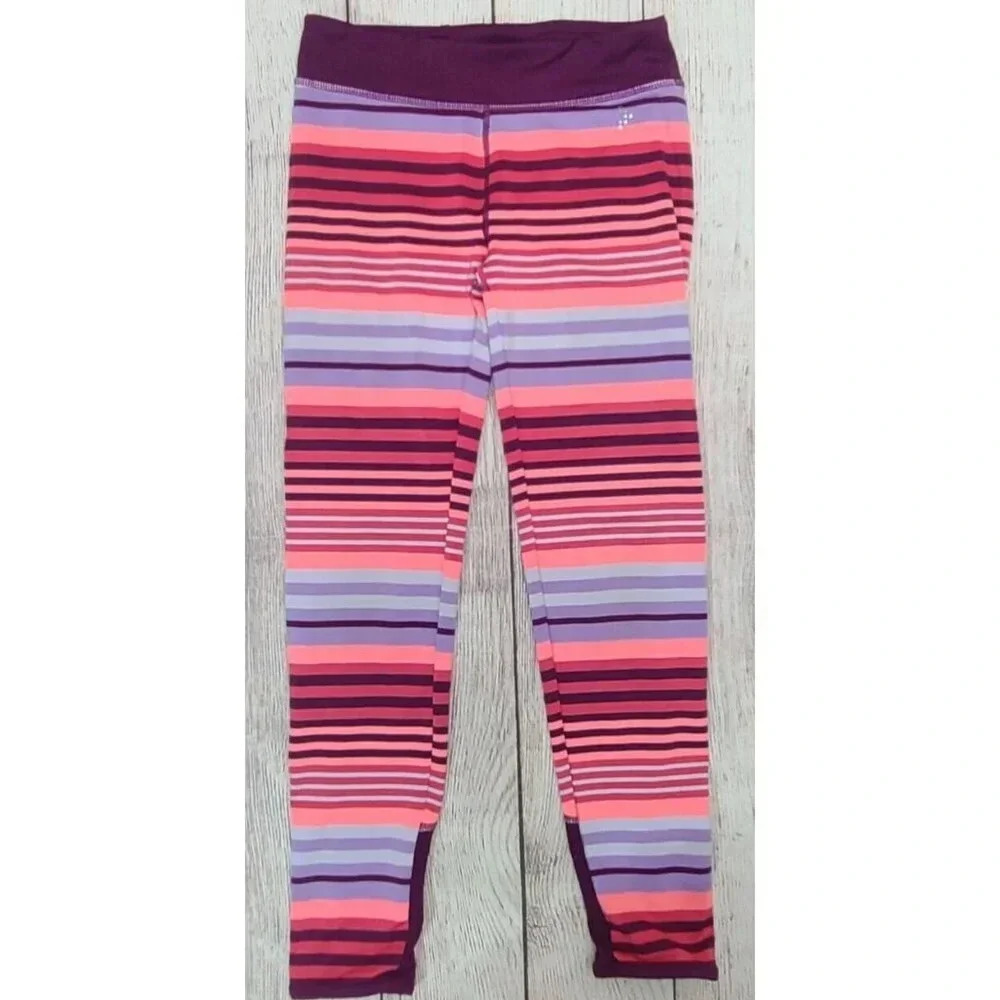 Gymgo Leggings Yoga Pants Leggings Girl's Size Large 10/12 Stripe Pink Purple